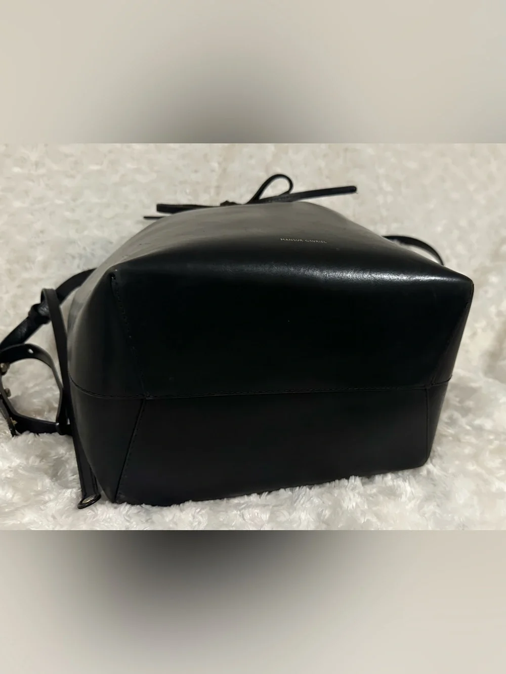 Mansur Gavriel Black Leather Drawstring Bucket Bag